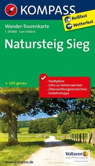 Kompass Wander-Tourenkarte Natursteig Sieg
