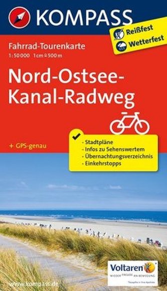 Kompass Fahrrad-Tourenkarte Nord-Ostsee-Kanal-Radweg