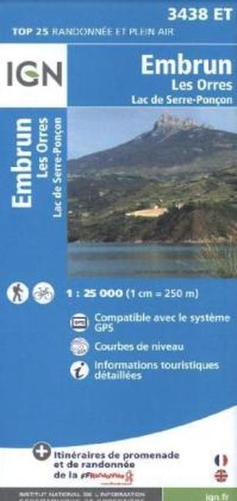IGN Karte, Carte de randonnée (et plein air) Embrun, Les Orres, Lac de Serre-Poncon