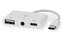 NEDIS USB 2.0 multiport adaptér/ zástrčka USB-C/ zásuvka USB-A/ zásuvka USB-C/ zásuvka 3,5 mm/ 480 Mbps/ kulatý/ poniklo
