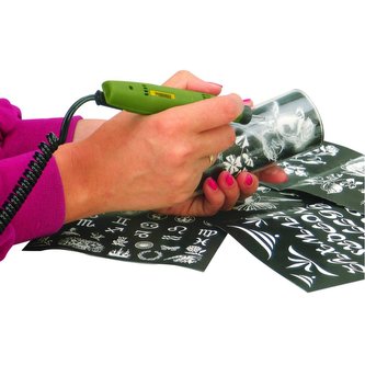 Gravírovací sada, 6ks nástavců, 2ks brousků, 20.000ot./min, 6W, 12-18V