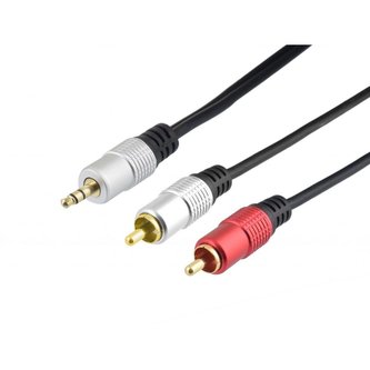 Propojovací audio kabel JACK 3,5mm STEREO vidlice na 2x CINCH vidlice, 3m, zlacený.