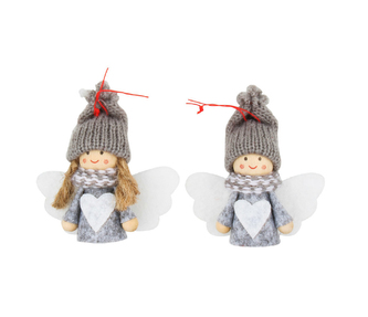 Dekorace vánoční k zavěšení filcová - anděl šedý 7cm mix