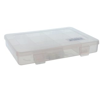 Plastová krabička s 12 pevnými přepážkami 182x140x30mm Plastová krabička s 12 pevnými přepážkami 182x140x30mm