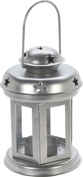 Kovová lucerna stříbrná matná 15x12x10 cm
