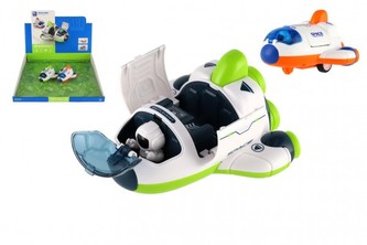 Raketoplán/raketa plast 10x11cm s kosmonautem na setrvačník 2 barvy 12ks v boxu Raketoplán/raketa plast 10x11cm s kosmonautem na setrvačník 2 barvy 12ks v boxu