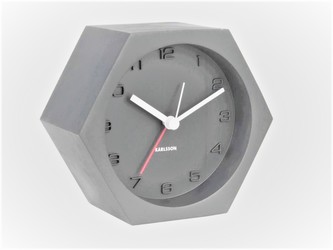 Budík Hexagon Concrete šedý beton Karlsson