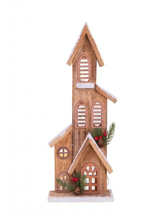 Dřevěny třípatrový dům s 5 LED 40 cm VÁNOCE BRANDANI