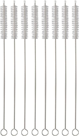 Set 8 kusů kartáčků Cheers na čištění brček KOZIOL, stříbrná