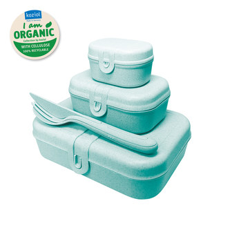 PASCAL READY box set 3 kusů s příborem Organic aqua KOZIOL