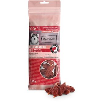 Chewies Beef Salametti Hovězí maso a srdce 80 g EXPIRACE 12/23
