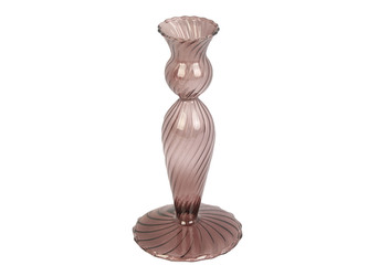 Skleněný svícen Swirl čokoládově hnědý 17 cm Present Time