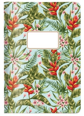 Sešit/Notes/Blok A5 světle zelený s červenými květy CEDON