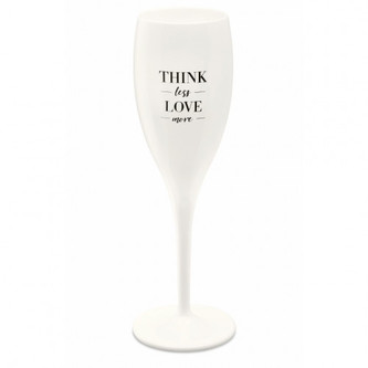CHEERS NO.1 THINK LESS LOVE MORE sklenice na sekt 100ml KOZIOL, bílá