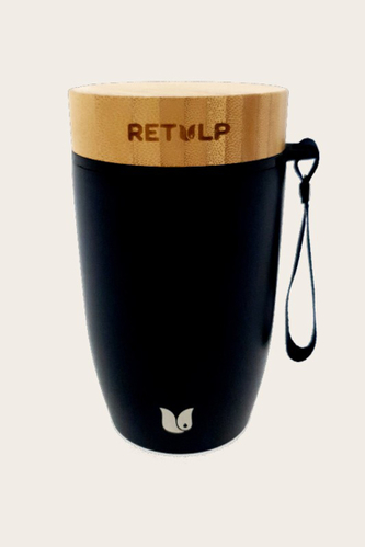 Velký hrnek s bambusovým víčkem černý Classic 500ml RETULP