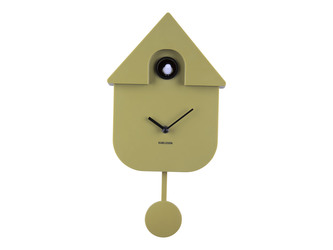 Nástěnné hodiny s kyvadlem Modern Cuckoo 40 cm olivově zelené Karlsson
