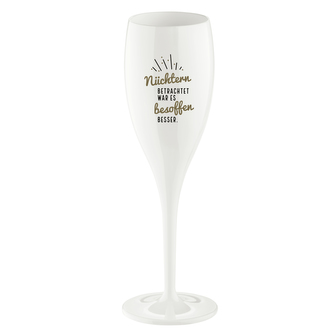 CHEERS NO.1 NÜCHTERN BETRACHTET sklenice na sekt 100ml KOZIOL, bílá