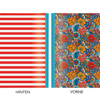 Sešit/Notes/Blok A5 ,,TWO IN ONE" zepředu květinový, zezadu proužek CEDON