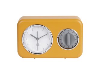Kuchyňské hodiny s minutkou Nostalgia 17 cm žlutá Present Time