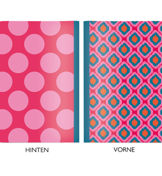 Sešit/Notes/Blok A5 ,,TWO IN ONE" zepředu růžovo oranžový,zezadu puntíky CEDON