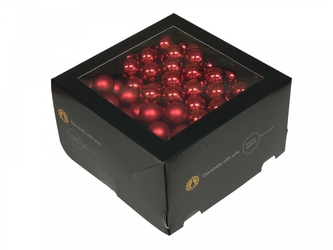 Skleněné baňky červené 2,5 cm, sada 144 ks