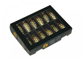 Skleněné baňky - šišky 6 cm světle zlaté, sada 12 ks