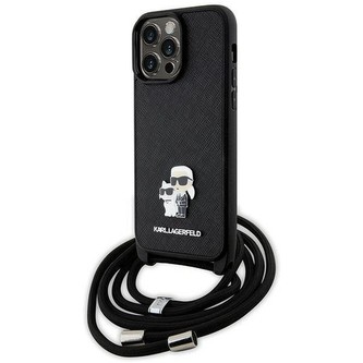 Karl Lagerfeld Saffiano KC Metal PIN Crossbody iPhone 13 Pro Max černý