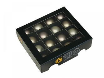 Skleněné baňky barva březová 3 cm, sada 16 ks