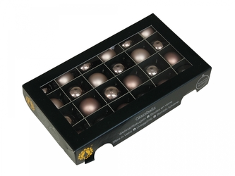 Skleněné baňky růžové kouřové 2,5 cm, sada 24 ks