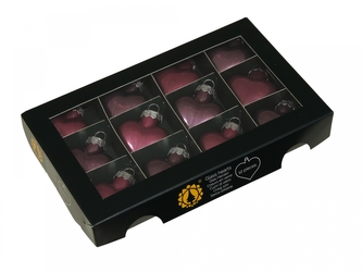 Skleněné baňky - srdíčka 4 cm orchidej, sada 12 ks