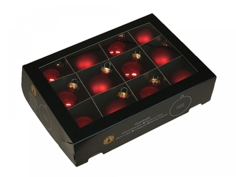 Skleněné baňky červené 5,7 cm, sada 12 ks