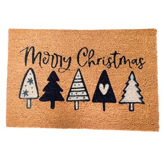HOME ELEMENTS Rohož z kokosových vláken, Merry Christmas Stromky, 40x60 cm