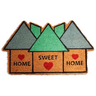 HOME ELEMENTS Rohož z kokosových vláken, Home sweet home, domečky, 40x60 cm