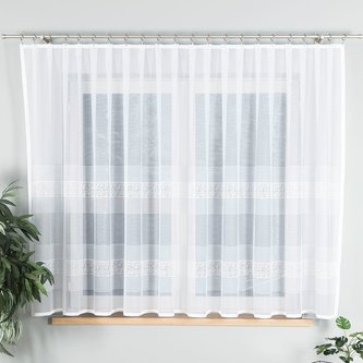 Dekorační krátká vzorovaná záclona na žabky KLAUDYNA 160 bílá 300x160 cm MyBestHome