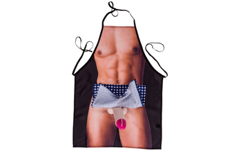 Žertovná kuchyňská zástěra s plyšovým penisem