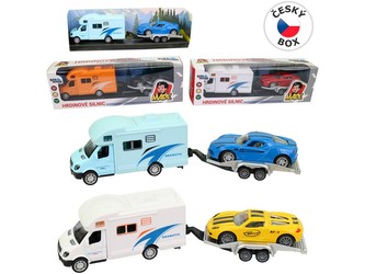 Obytné auto s přívěsem, kovové, zpětný chod, 22 x 5,5 x 5,5 cm Obytné auto s přívěsem, kovové, zpětný chod, 22 x 5,5 x 5,5 cm
