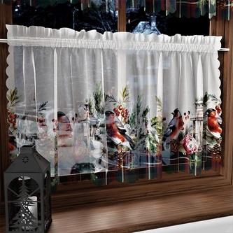 Dekorační krátká vánoční vitrážová záclona do kuchyně GIRLANDA 100x40 cm MyBestHome