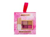 Makeup Revolution London Mini Soft Glam Heroes paletka očních stínů Mini Reloaded Palette 4,2 g Heartbreaker Pink + lesk na rty Pout Bom Lip Gloss 4 ml Glaze