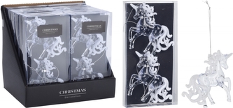 Jednorožec na zavěšení 10x1,5x12,5 cm, bílý, sada 2 ks