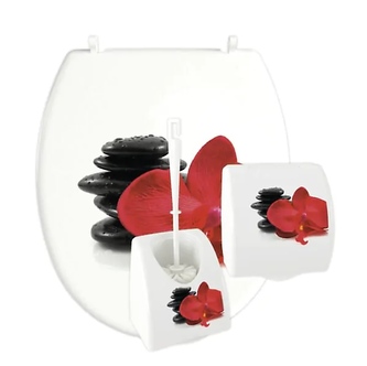 WC SET červená orchidej kameny