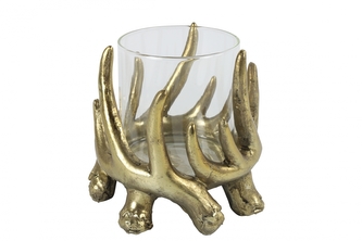 Svícen Lodge zlatý 16x16 cm