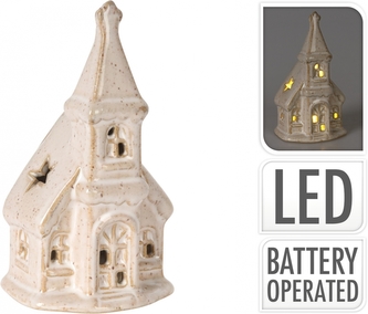 LED porcelánový kostelíček A