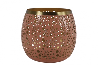 Kovový svícen Anjana růžový 12,5x13 cm