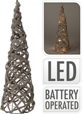 LED jehlan z umělého ratanu 40 cm, šedý
