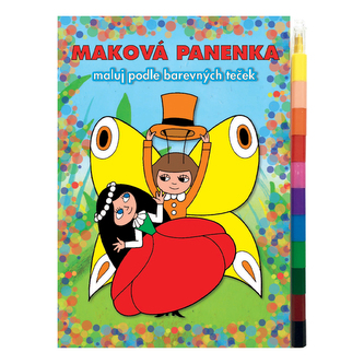 Maková panenka - Maluj podle barevných teček + MAXI voskovka