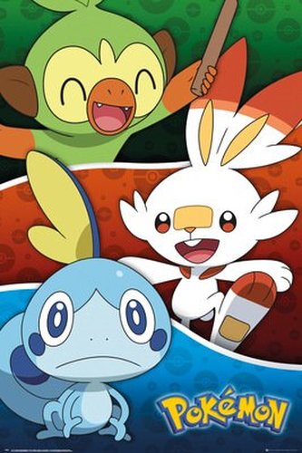Plakát Pokémon: Galar Starters (61 x 91,5 cm)