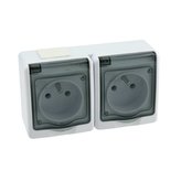 Dvojzásuvka na omítku IP44 bílá