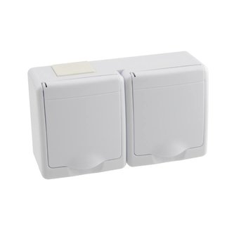 Dvojzásuvka na omítku IP44 bílá