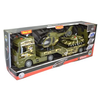 City Service Car - 1:12 Vojenský tahač s vrtulníkem a tankem