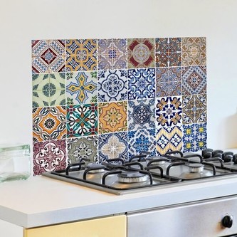 Crearreda Samolepicí kuchyňský panel KP Azulejos 67202 Malované portugalské dlaždičky azulejos